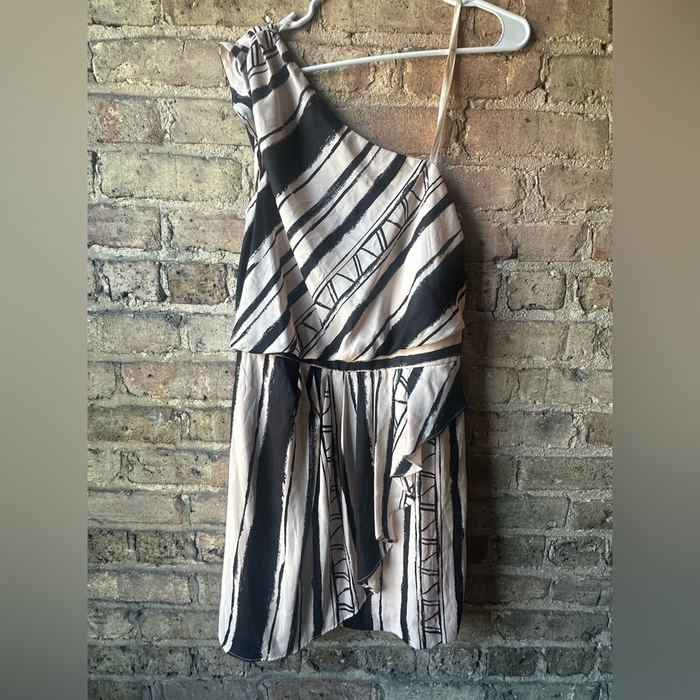 BCBGeneration Black and Cream Patterned Dress